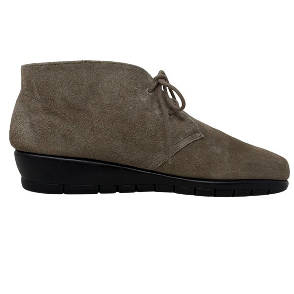 Aerosoles Landlock Taupe Suede Memory Foam 8M Suede Leather Womens Ankle Boot 8M - Picture 4 of 11